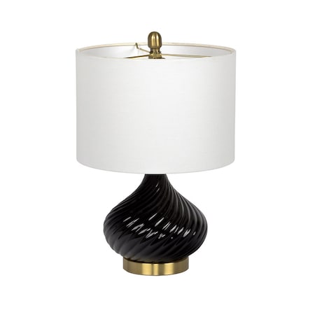 20.25 Table Lamp, Black Ceramic Base And White Shade